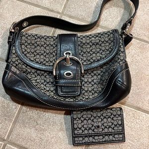 Coach black / gray hobo bag